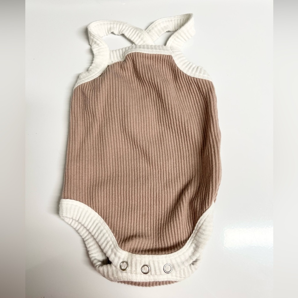 EUC Orcas Lucille 6-12m Tan One Piece Onesie
